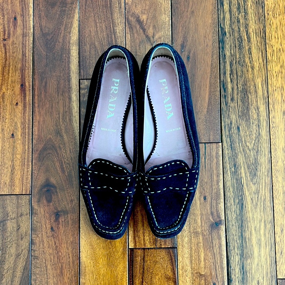 Prada suede black loafers
